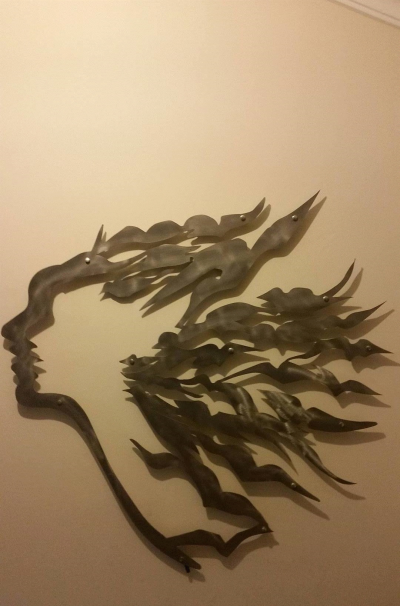 Rüzgar Saçlı Kadın, 100x100x10 cm, Paslanmaz Çelik, LED